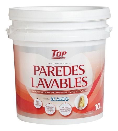 Pintura Latex Blanco Interior Lavable Topline 10 Litros