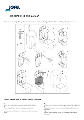 Dispensador De Jabón Jofel Ac70000 Aitana Rellenable Blanco