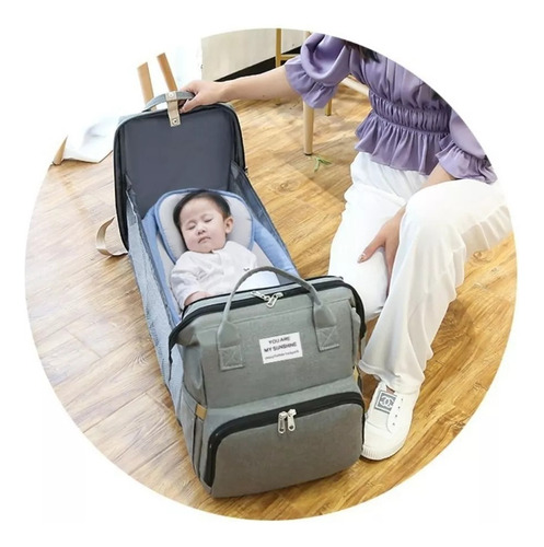 Bolsa Mochila De Pañales Para Mamá Cama De Bebé Plegable