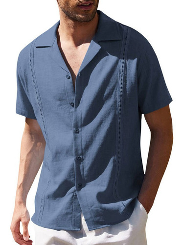 Camisas Guayabera Para Hombre, Camisa De Lino De Campamento