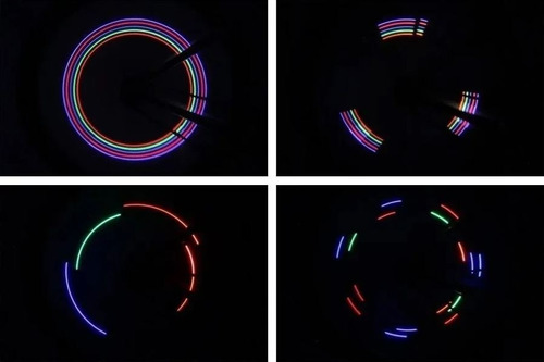 Imagen 3 de 6 de Juego Tapa Valvula X2 Luz Led Rgb Rueda Bicicleta Moto Auto