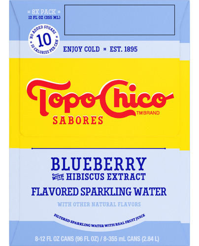 Topo Chico Latas Con Sabor A Arándano-extracto Hibisco,8pack