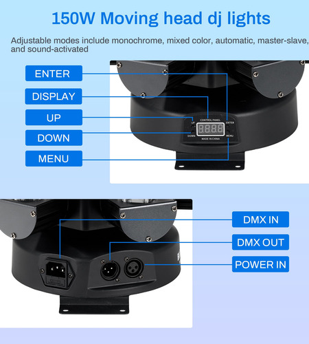 Luces Led Eytse Moving Head, 150 W, Rgb, 4 En 1, 6 Brazos