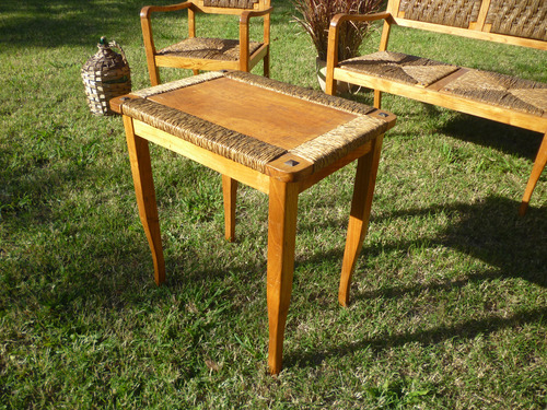 Juego Sillones Living Exterior 4 Piezas Madera Y Mimbre (Usado)
