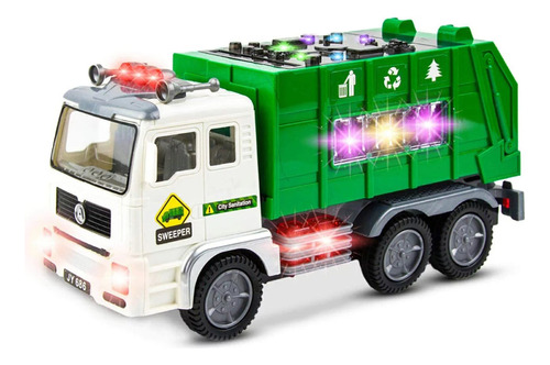 Caminhão De Lixo Brinquedo Infantil Carro Reciclagem Som Luz Cor Verde