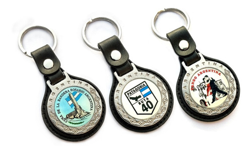 Llaveros Símil Cuero Redondo Personalizados Arg Pack 50u.