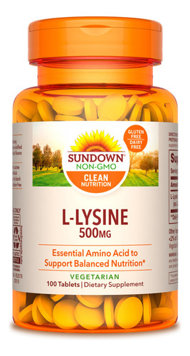 Sundown L-lysine 500mg Suplemento Lisina Aminoácidos 100c