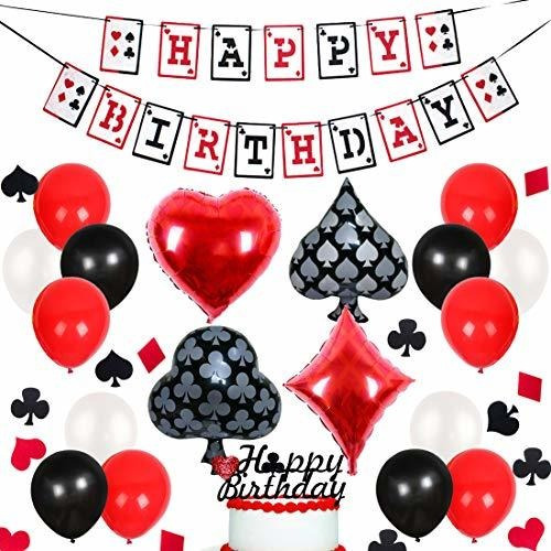 Imagen 1 de 6 de Decoraciones Para Fiestas De Casino: Pancartas De Feliz Cump