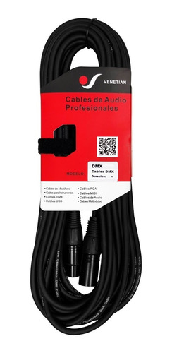 Venetian Dmx Cable 3 Metros 120 Ohms Iluminación Canon Xlr Ficha Negra Full