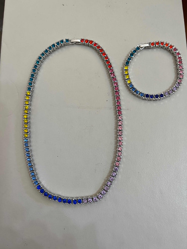 Kit De Pulseira E Colar Emzircônias Cúbicas De 3,5 Mm