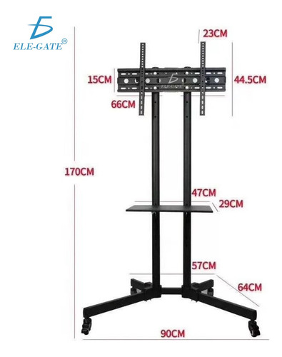 Soporte De Tv Con Ruedas Para Televisores De Pantalla Plana Negro