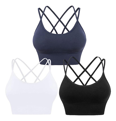 3pcs Brasier Deportivo Mujer Sujetador Cruzado Tirantes Yoga