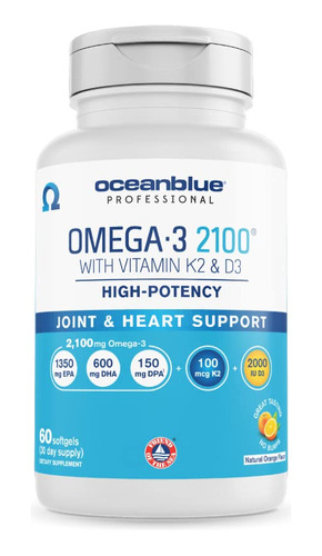 Oceanblue Omega-3 2100 Con Vitamina K2 Y D3  60 Unidades  Su