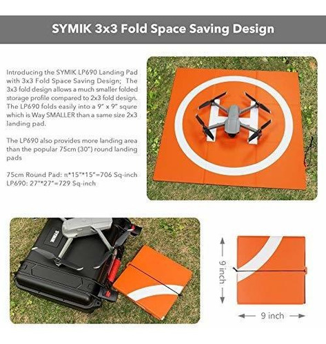 Imagen 2 de 6 de Pad De Aterrizaje Para Drones (50cm) Waterpro 69cm