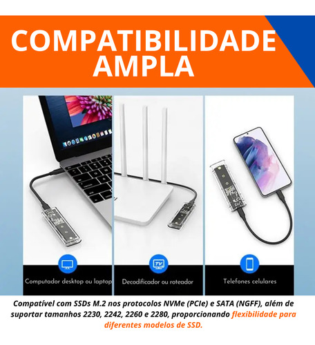 Case Externo Para Ssd M2 Adaptador Tipoc Usb 3.1 Gaveta 10g