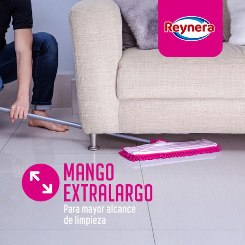 Sacudidor Plano Microfibra Doble Accion Para Pisos Secos y Humedos 6 Piezas B2B - Reynera