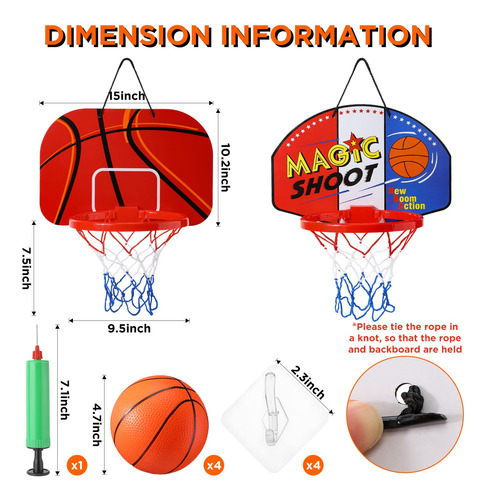 Mini Canasta De Baloncesto Sosation, 2 Unidades Con 4 Pelota