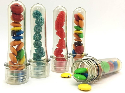 25 Tubos Golosineros 10cm Tapa Color Souvenir Cumples Candy