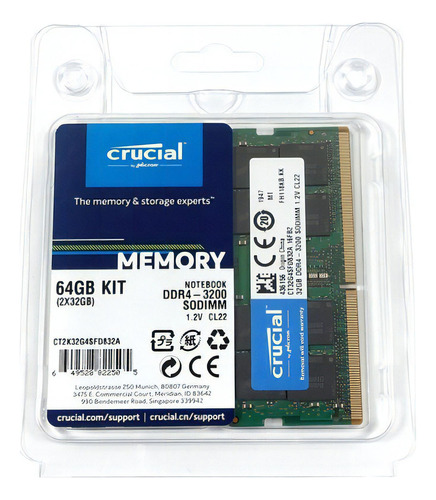 Memoria RAM  64GB 2 Crucial CT2K32G4SFD832A