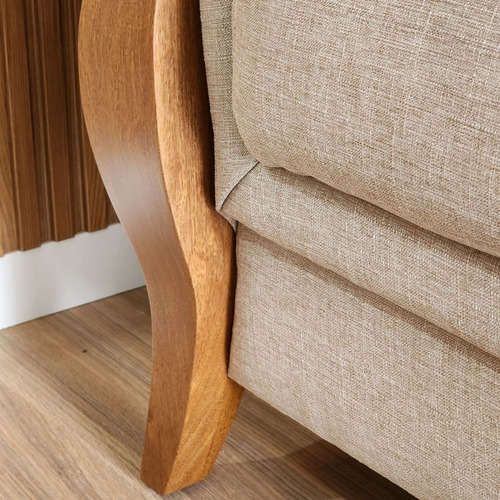 Sofá 2 Lug Living 1,88 Chesterfield Linho Beg Madeira Adhara Cor Bege Desenho Do Tecido Liso