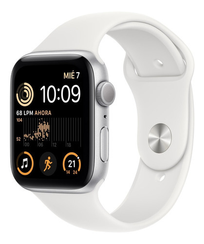 Imagen 2 de 4 de Apple Watch SE (GPS, 40mm) - Caja de aluminio color plata - Correa deportiva Blanca