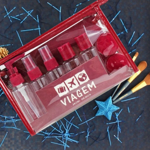 Imagem 5 de 7 de Kit De Frascos P/ Viagem De 10 Peças Vinho Potes Cosméticos