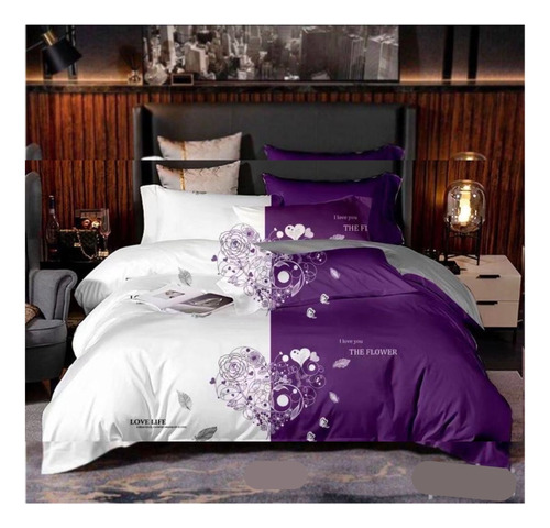 Cubrecama Quilt 2 Plaza De Verano Duo Color Morado