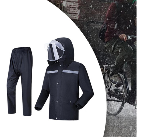 Traje De Lluvia Con Puños Ajustables Para Hombre, Chaqueta