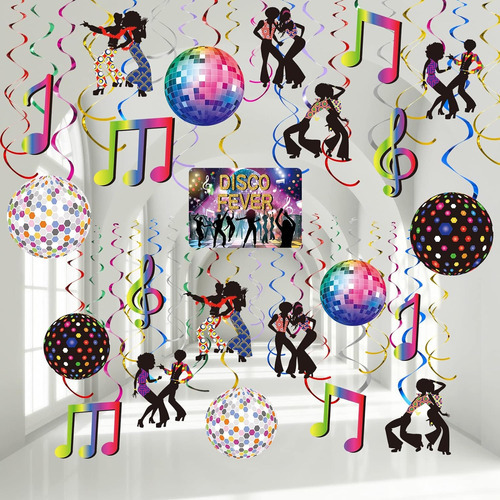 Decoraciones De Fiesta Disco Retro Con Bolas Colgantes Y Swi