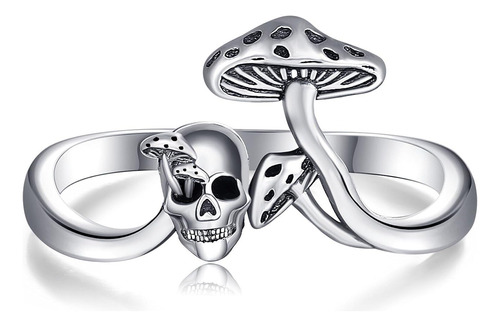 Celticmushroom Skull Ring S925 Sterling Silver Mushroom Skul