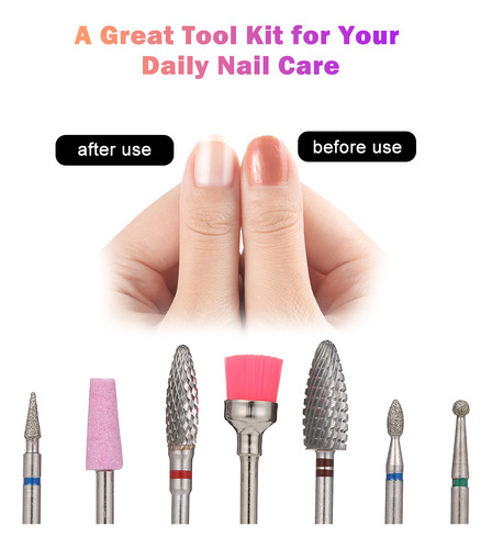 Juego De Brocas De Uñas De 7 Piezas Para Pedicura Y Taladro