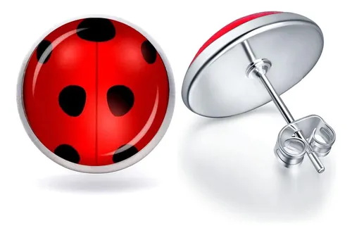 Pendientes Niñas Punto Negro Rojo Plata Bug Pendientes Para