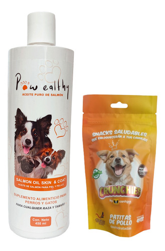 Combo Paw Ealthy Salmon Oil Skin & Coat Y Crunchies Patitas