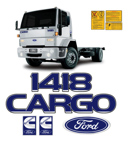 Kit Adesivo Emblema Resinado Caminhão Ford Cargo 1418