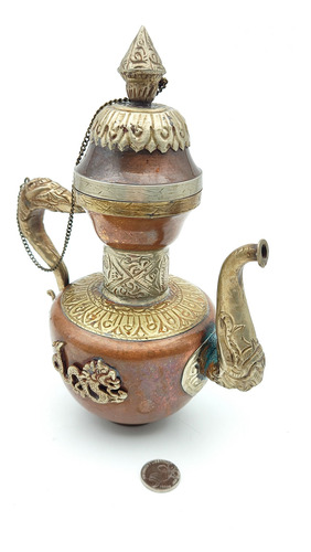 Tetera Antigua Cobre Alpaca Dragones Tibetana - Cocina (Usado)