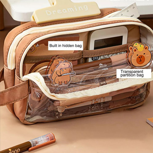 Para Novo Estojo De Lápis Transparente Capivara Fofo Kit 22