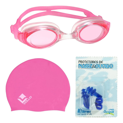Kit Óculos De Natação Mergulho Essential + Touca +protetores