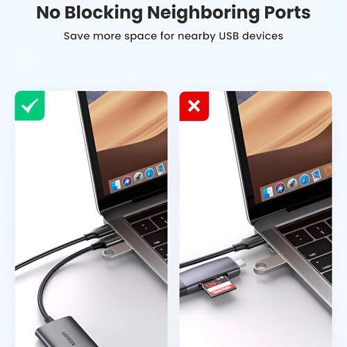 Lector De Tarjetas De Memoria Sd Y Tf Ugreen Con Cable Usb C
