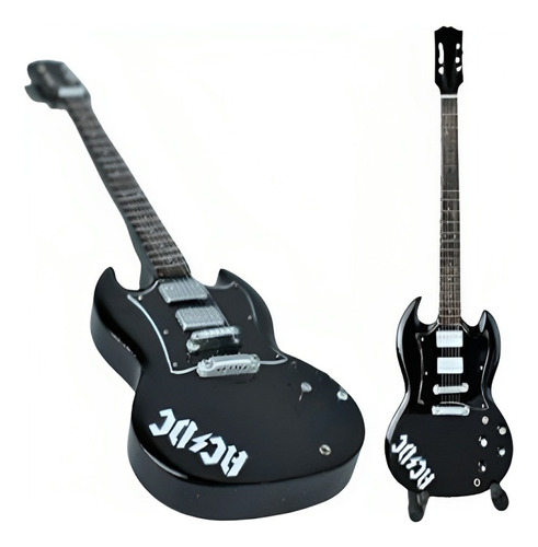 Mini Guitarra Estilo Angus Young  Acdc (black & Band Logo)