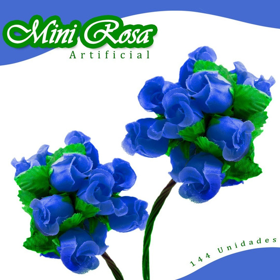 Mini Rosa Artificial - Kit C/ 144 Florzinha Azul Royal Nybc