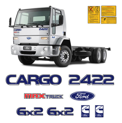 Kit Adesivo Emblema Ford Cargo 2422 Max Truck 6x2 Cummins