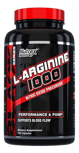 Precursor de óxido nítrico L-Arginine 1000, 120 cápsulas, Nutrex, sabor sin sabor