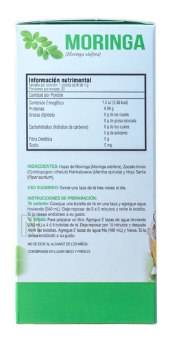 Imagen 2 de 3 de Te Moringa (20 Bolsitas) Greenside