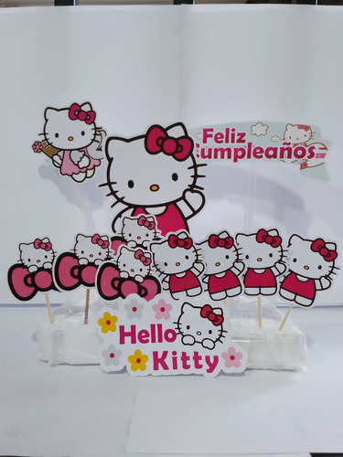 Topper De Torta Motivo Hello Kitty Cumpleaños