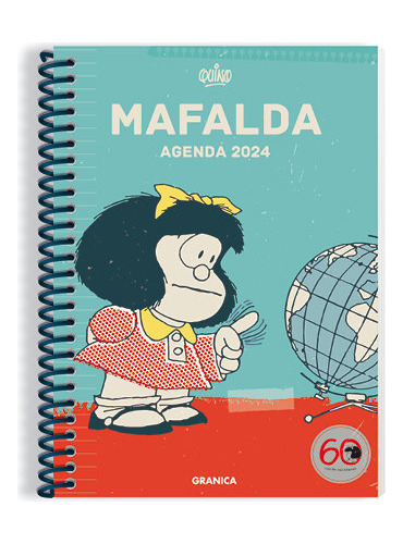 Libro Agenda 2024 Mafalda Anillada Columnas Turquesa - Qu...