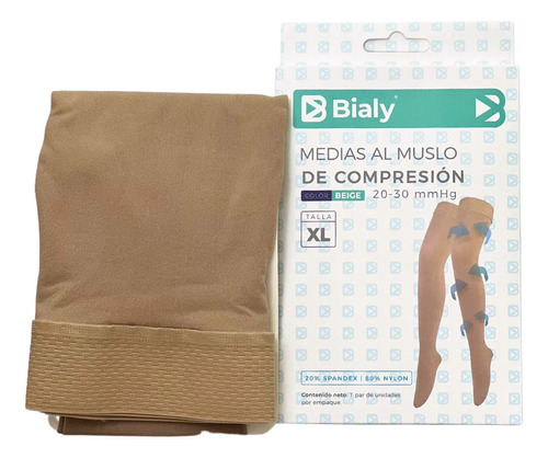 Media De Compresion 20-30mmhg Al Muslo Talla Xl Bialy