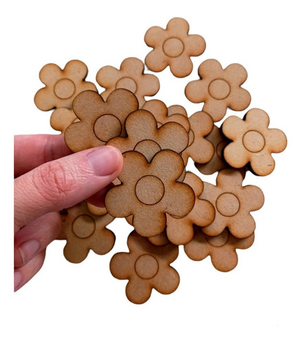 100 Flores Fibrofacil 3cm Mdf Souvenirs Madera Formas