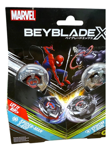 Beyblade X Marvel Spider-man 3-60f Vs Venom 3 Hasbro Cf Color Negro