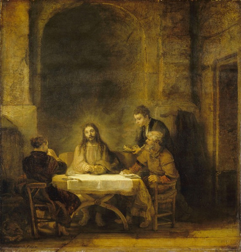 Lienzo, Tela, Rembrandt, La Cena En Emaús, 70x73cm