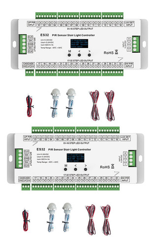 2 Controladores De Luz De Escalera Con Sensor Pir Es32 De 32